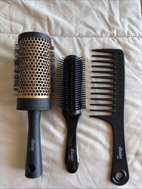 diane Black & Gold Round Thermal Brush Set - 3 Pieces